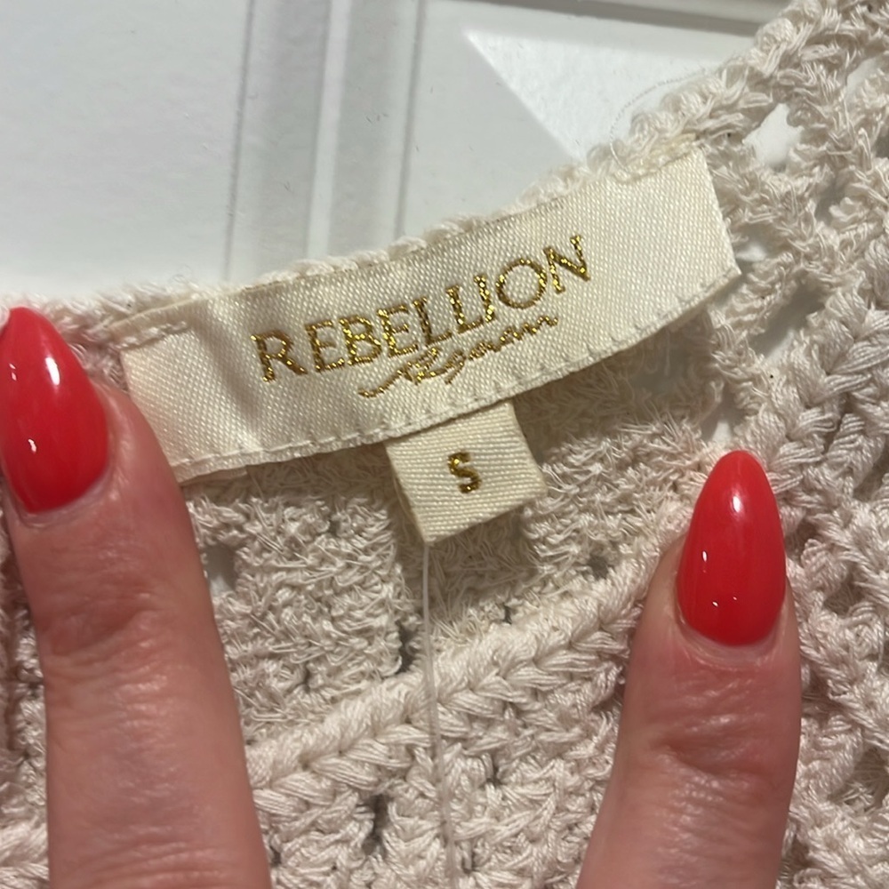 NWOT Cherry Crochet Top EMBELLISHED knit REBELLION AGAIN 3D Cherries new - Picture 6 of 11